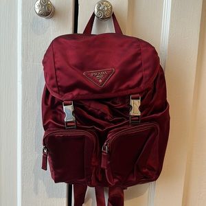 Prada Burgundy Satin Backpack